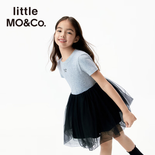 Little MO&Co.little moco children's clothing 26 summer new style girls ballet style princess skirt dress mesh skirt skirt medium flower gray 120 120/60
