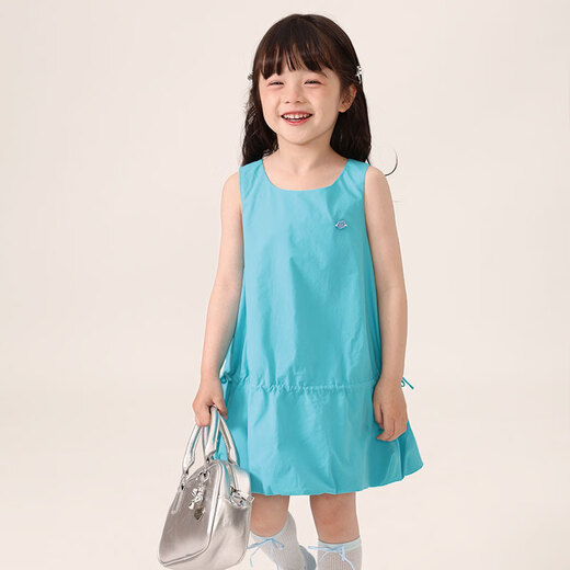 LUSON童装 女宝宝连衣裙夏季2026新款女童裙子无袖舒适可爱花苞裙子 蓝色 100