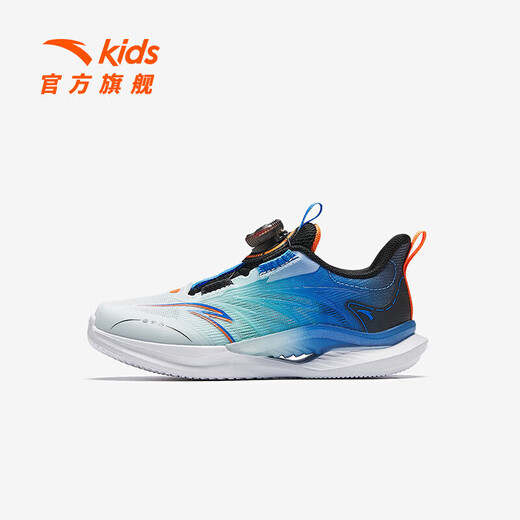 ANTA Children's Sports Shoes for Boys 2025 Summer New Product Mesh Breathable Rotary Buttons Strong Elastic Cushioning for Wind-Running Running Anta White/Fluorescent Aqua/Medium Blue/Black-5 28 Shoe Inner Length 17.5cm