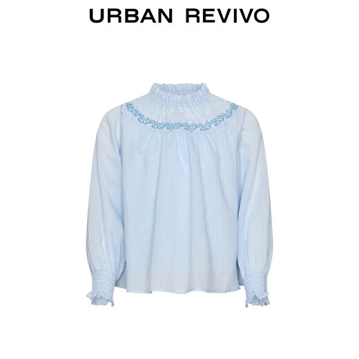 UR2026 spring new children's clothing girls urban pleated printed striped blouse shirt UGU260002 light blue striped 120