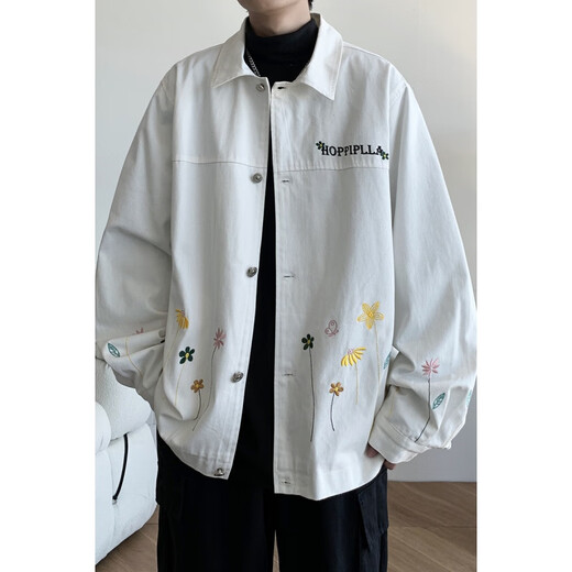 NEW OR MODE American casual shirt jacket men's fashion trendy brand loose large size clothes embroidered design new jacket men black XL