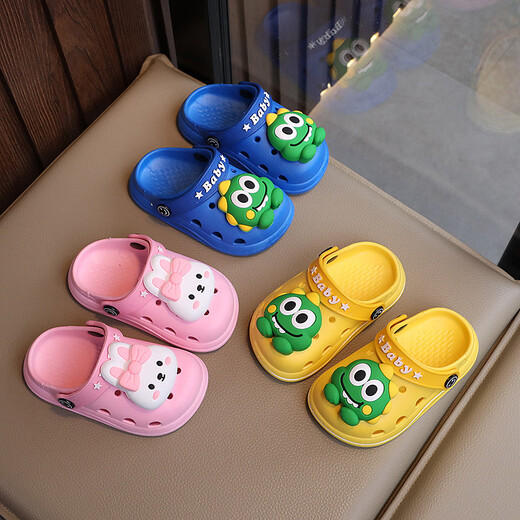 G.duck Little Yellow Duck Summer Cute Cartoon Breathable Anti-slip Children's Croc Shoes Baotou Dual-Purpose Household Men's and Women's Children's Slippers Pink 18-19 Sizes Inner Length 11.5CM