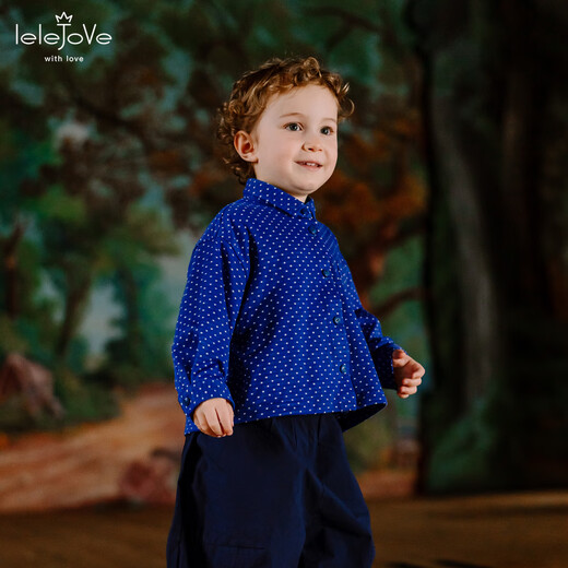 LELE JOVE children's unisex shirt 2026 spring new baby colorful polka dot shirt comfortable and loose mixed autumn yellow 80 cm
