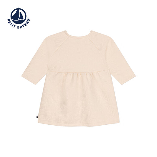 PETIT BATEAU small sailing boat autumn infant girls double-layer cotton bottoming dress A0BKR beige 80 cm