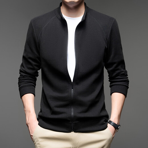 LILANZ sweatshirt cardigan long-sleeved jacket men's spring and autumn new simple casual versatile stand-up collar solid color jacket top red M (recommended 95-110Jin Jin equals 0.5 kg)