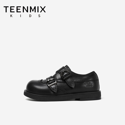 TEENMIX Children's Shoes 2026 New Spring and Autumn Children's Leather Shoes for Boys and Girls Black Small Leather Shoes Soft Sole Girls' Student Princess Shoes Black 30