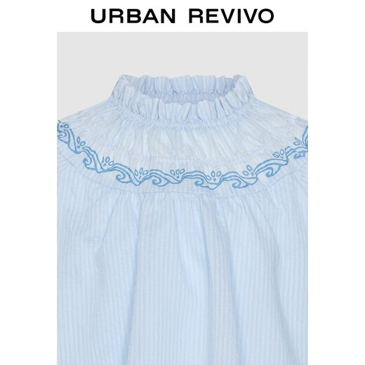 UR2026 spring new children's clothing girls urban pleated printed striped blouse shirt UGU260002 light blue striped 120
