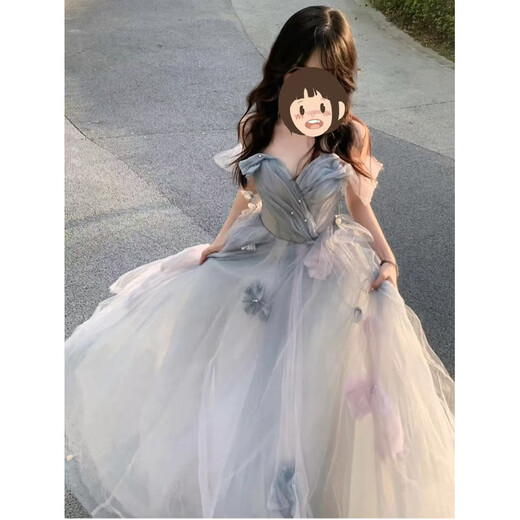 Gisailun adult dress for high school seniors blue evening dress for women 2025 new annual party super fairy student day adult ceremony blue L