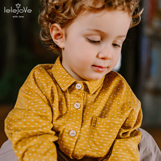 LELE JOVE children's unisex shirt 2026 spring new baby colorful polka dot shirt comfortable and loose mixed autumn yellow 80 cm