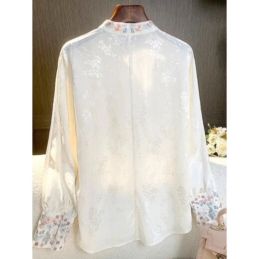 Hengyuanxiang New Chinese Style White Embroidered Antique Shirt Women 2026 Spring and Autumn New Zen Button Tang Suit Hanfu Top White-9001 3XL Recommended 135-150Jin Jin is equal to 0.5 kg