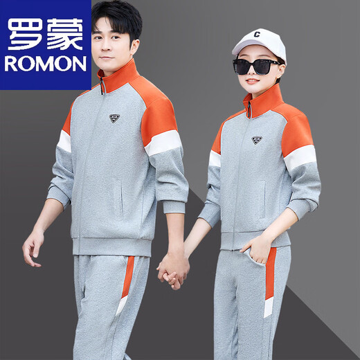 ROMON Sports Suit Men's Spring and Autumn 2026 New Fashion Couple Sportswear Men's and Women's Casual Running Wear Women's Thick T Black Jacket + Pants M Women's 85-98Jin Jin equals 0.5 kg