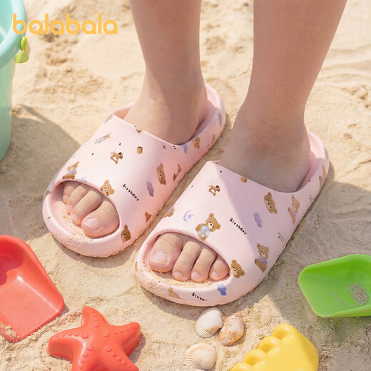 Balabala children's slippers for girls summer home non-slip soft sole sandals for girls baby cute cartoon princess beach shoes milk powder 29 inner length 19cm suitable for feet 18-18.5cm
