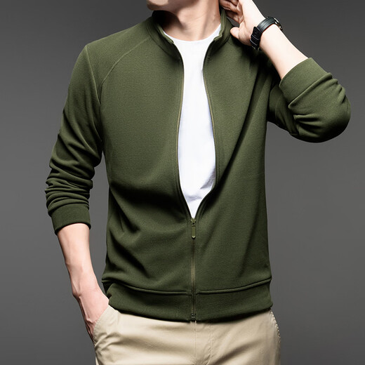 LILANZ sweatshirt cardigan long-sleeved jacket men's spring and autumn new simple casual versatile stand-up collar solid color jacket top red M (recommended 95-110Jin Jin equals 0.5 kg)