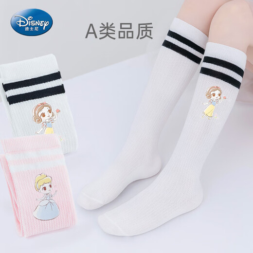 Disney children's socks summer stockings girls cotton high-end stockings DSP3485 white + powder 20-22