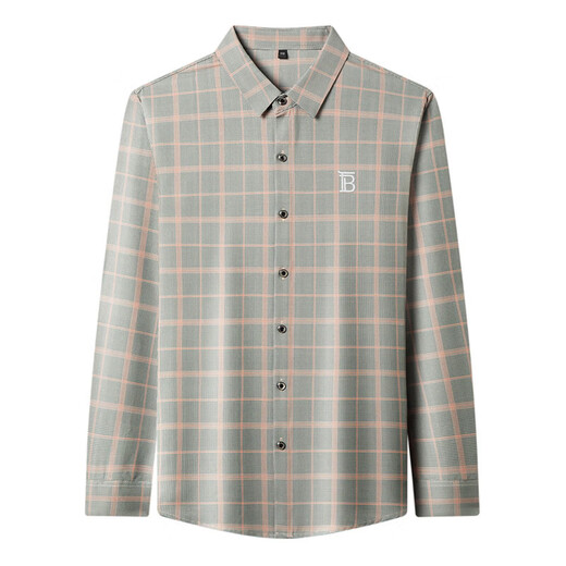 B PRORSUM Burberry men's long-sleeved shirt spring and autumn high-end casual business plaid shirt for men orange red M 165