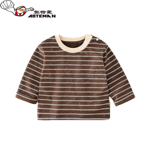 Ultraman Korean version children's autumn long-sleeved bottoming shirt infants and toddlers striped cool T-shirt rice stripes 73 CM