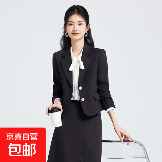 Light workplace formal women's suit, college student teacher interview wear, small suit, professional attire, suit jacket, skirt, black jacket + 2108# white shirt + skirt M
