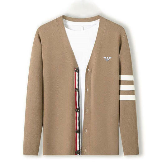 Armani (ARMANI) long-sleeved thin cardigan jacket men's Korean style casual V-neck knitted sweater outer cardigan GA/820 gray S 165/84A