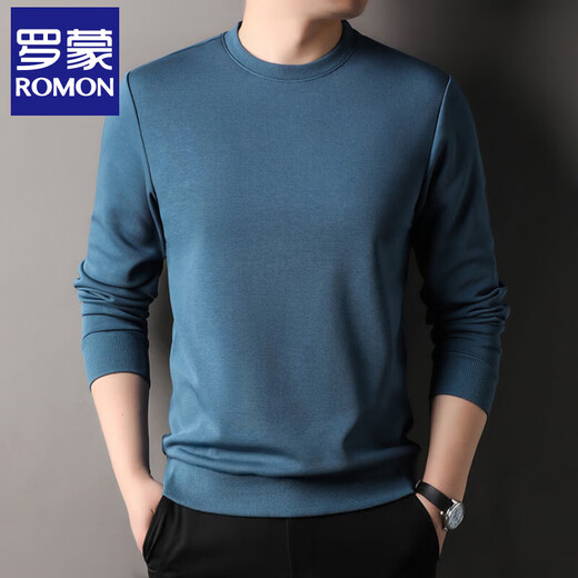 Romon long-sleeved T-shirt with mulberry silk men's round neck sweatshirt 2026 spring and autumn new versatile base shirt