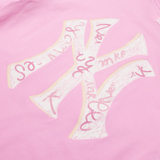 MLB official children's short-sleeved college style men's and women's summer children's retro t-shirt retro tops 7ATSB3563 New York Yankees/pink 160 80