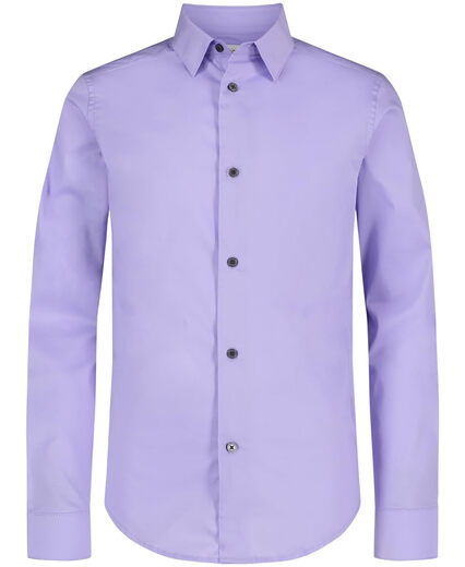 Calvin Klein Boys' Slim Fit Long Sleeve Dress Shirt Solid Button Collar Stretch Cotton Blend Business Casual Lilac 16