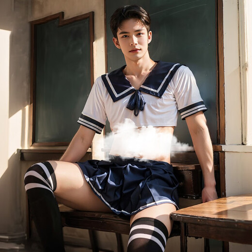 鲜橙男性制服情趣内衣2025新款性感男士专用大码攻速战袍sm羞耻丁字裤 黑[包臀连衣裙+T裤] 均码[建议体重110-160斤]