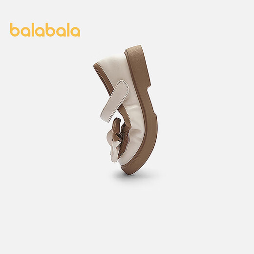 BALABALA children's shoes, children's casual shoes, girls' spring and autumn fashion contrasting color bow princess shoes, British style leather shoes, off-white 10301 30 (foot length 18.3-18.7/inner length 19.7)