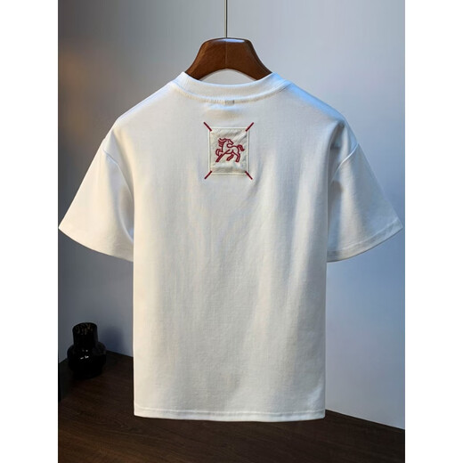 ROMON spring and autumn men's bottoming shirt simple round neck basic short-sleeved T-shirt solid color versatile fashion half-sleeved men's white XL