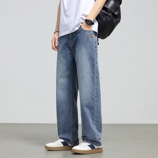 Baleno S&K Series American Retro Thin Straight Jeans Men's Spring and Summer New Loose and Versatile Casual Pants Nostalgic Blue JD Express 30