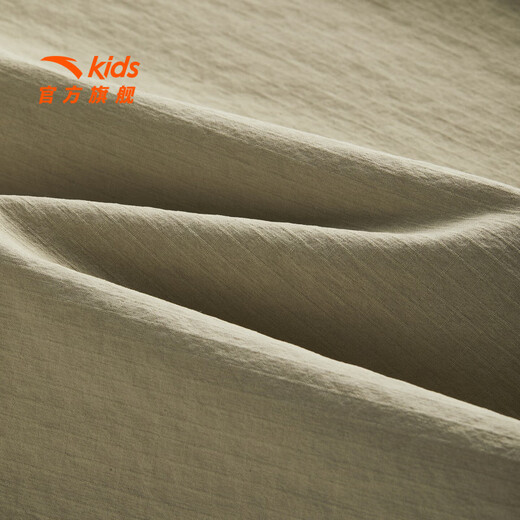 ANTA children's dress for girls and older children, 26 years of summer trend, comfortable, breathable, contrasting color, casual shopping mall same style, pure white/oatmeal khaki-1 130