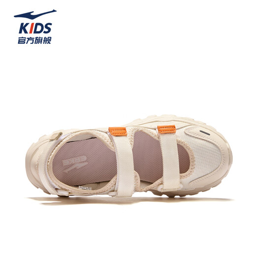 Hongxing Erke children's sandals, girls' shoes, summer 26 new breathable toe-cap sandals, soft soles, medium and large children's frame shoes | Manwu unbleached original color/custard gray 001 33