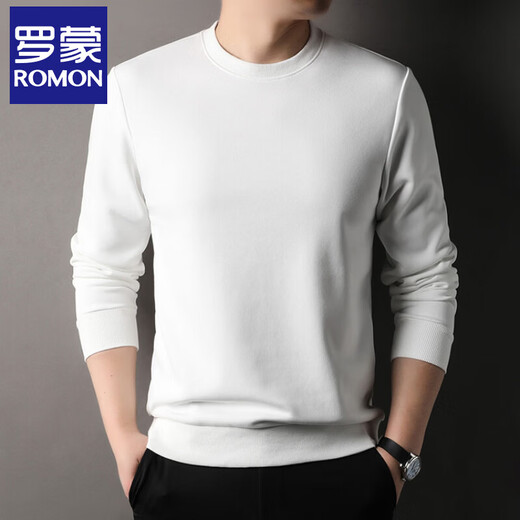 Romon long-sleeved T-shirt with mulberry silk men's round neck sweatshirt 2026 spring and autumn new versatile base shirt