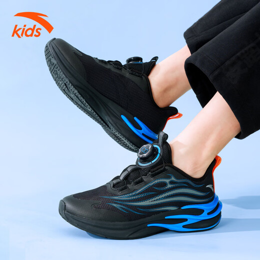 ANTA Children's Red Flame 6.0 Running Shoes for Men and Older Children 2026 Spring and New Year Style Cool Anti-Slip Cushioning Leather Mesh Sports Shoes Cold Flame Black~Upgraded 6.0 Cool Debut 34 Foot Length 21.5cm