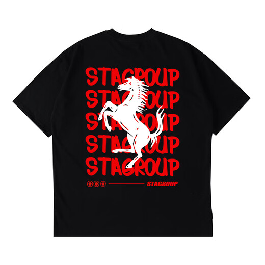 STA trendy brand retro high street 2026 new year of the horse printed cotton round neck t-shirt summer men's short-sleeved T-shirt top white M