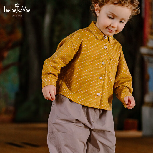 LELE JOVE children's unisex shirt 2026 spring new baby colorful polka dot shirt comfortable and loose mixed autumn yellow 80 cm
