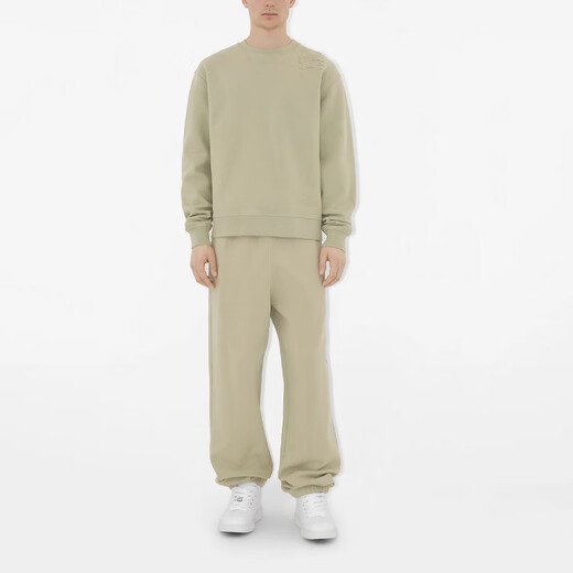 BURBERRY Burbrry Solid Color Logo Applique Round Neck Loose Sweatshirt Men's Khaki Green Khaki Green M