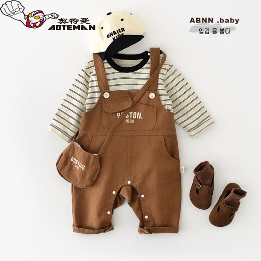 Ultraman Korean version children's autumn long-sleeved bottoming shirt infants and toddlers striped cool T-shirt rice stripes 73 CM