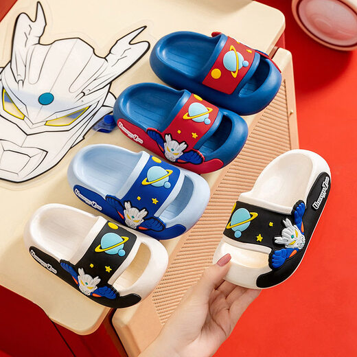 Ultraman Zero children's slippers, non-slip cartoon slippers, indoor thick-soled home shoes, dark blue Zero 36.5 36-37