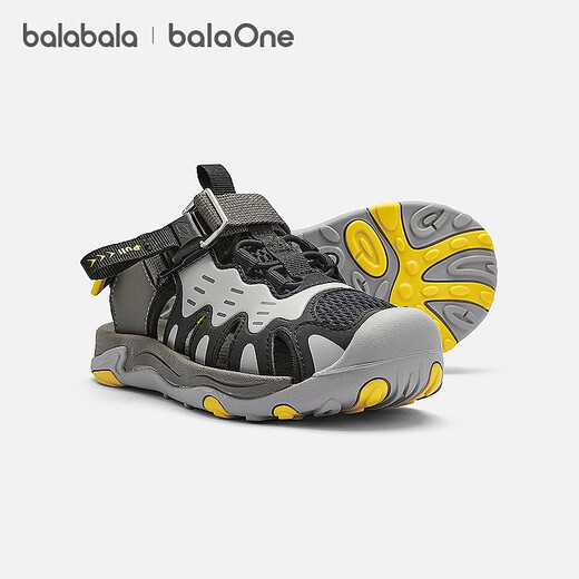 BALABALA balaOne children's shoes, children's sandals, boys' and girls' sports shoes, 2026 summer new outdoor shoes, gray and black tone 00429 30 (foot length 18.3-18.7/inner length 19.6)
