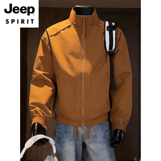 JEEP SPIRIT Black Deconstructed Stand Collar Flight Jacket Men's 2026 Spring and Autumn Short Work Jacket Outdoor Sports Three-Proof Jacket Black Upgraded S 95-110Jin Jin is equal to 0.5 kg