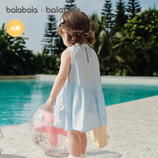 Balabala balaOne Balabala children's clothing baby dress baby princess dress summer dress 2026 new sweet ice blue A81503 90