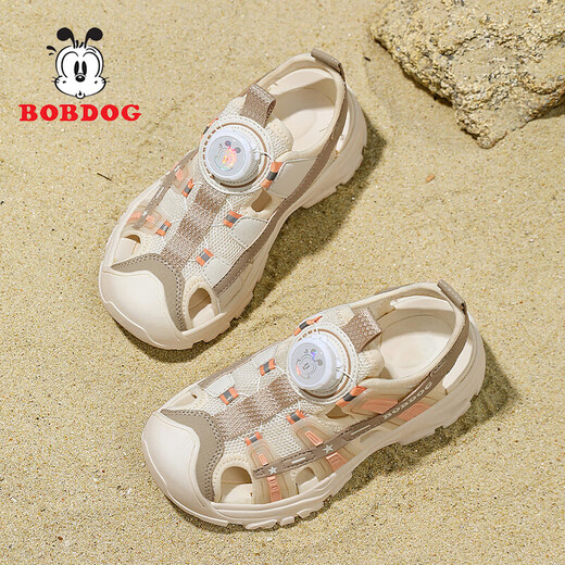 BOBDOG children's shoes children's sandals Baotou soft sole non-slip sports boys' sandals medium and large children's shoes breathable boys' beach shoes LY919K rice noodles 30 shoe inner length 19cm