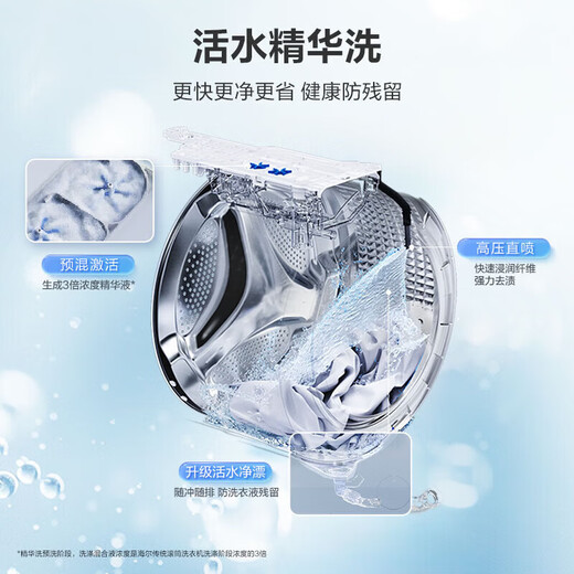 Haier Yunxi 5.0/4.0Pro Dual Smart 10kg Drum Washing Machine Fully Automatic Home Ultra-Thin Large Capacity Direct Drive Frequency Conversion Level 1 Energy Efficiency Trade-in Home Appliance Subsidy Anti-allergic Steam Wash + Stain Wash + Wool and Down Wash Single Wash 10kg