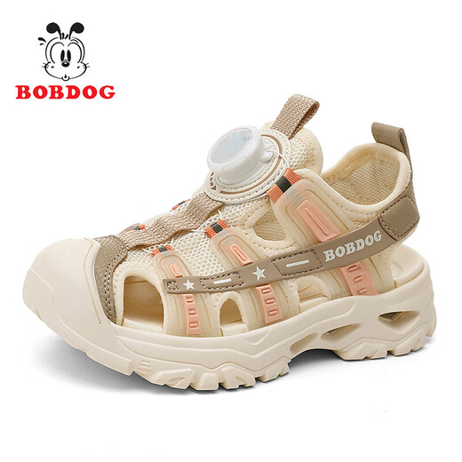 BOBDOG children's shoes children's sandals Baotou soft sole non-slip sports boys' sandals medium and large children's shoes breathable boys' beach shoes LY919K rice noodles 30 shoe inner length 19cm
