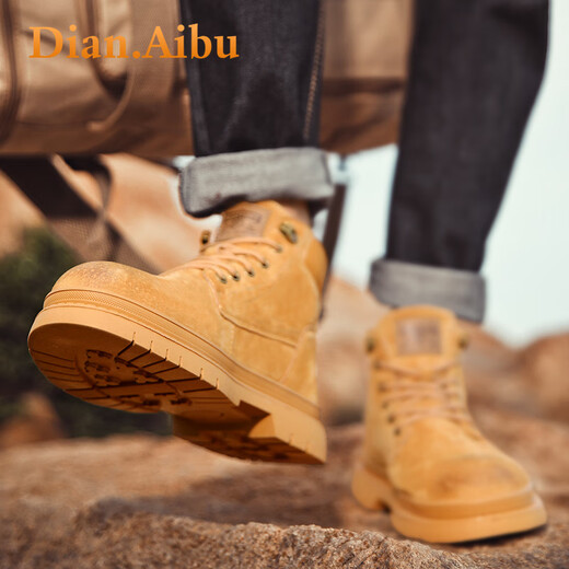 
Dian.Aibu Light Luxury Martin Boots Men's 2025 Summer New British High Top Working Shoes Men's Non-Slip and Wear-Resistant Fur Hair Men's Boots Yellow [Brand Martin Boots] Limited Edition 40