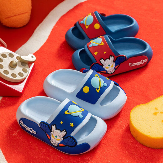Ultraman Zero children's slippers, non-slip cartoon slippers, indoor thick-soled home shoes, dark blue Zero 36.5 36-37