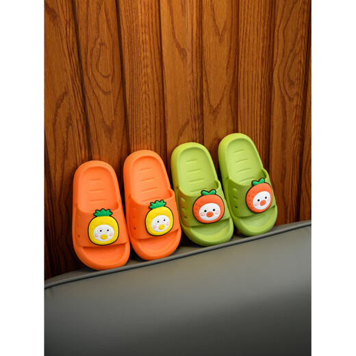 Fat Donglai purchases non-slip slippers and sandals for boys, girls and children to wear outdoors, green size 22-23_inner length 14cm
