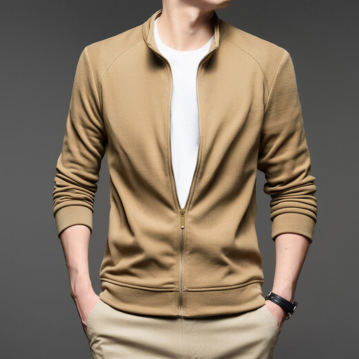 LILANZ sweatshirt cardigan long-sleeved jacket men's spring and autumn new simple casual versatile stand-up collar solid color jacket top red M (recommended 95-110Jin Jin equals 0.5 kg)