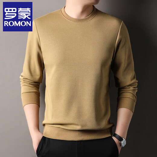 Romon long-sleeved T-shirt with mulberry silk men's round neck sweatshirt 2026 spring and autumn new versatile base shirt