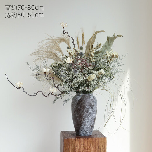 Wabi-sabi style natural dried flower large bouquet flower arrangement ceramic tabletop vase home hotel B&B soft decoration decorations. Consult customer service to receive a half-price discount. Do not shoot this option.